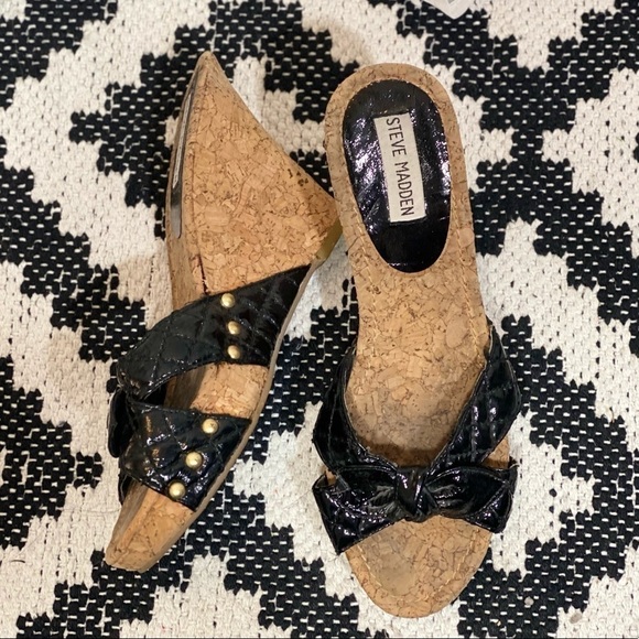 Steve Madden 90’s cork wedges with bow detail size 8 - Picture 1 of 10